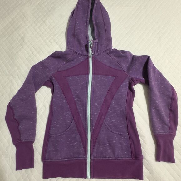Ivivva Zip Up Scuba Hoodie Sweatshirt Girls Sz 14 Purple Blue Sweater Long Sleev - Picture 1 of 11